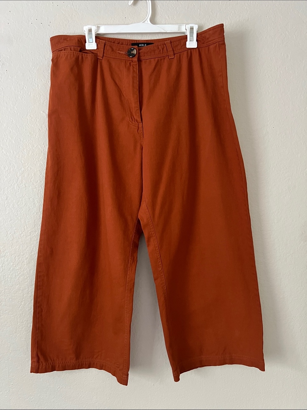 Like New! ABLE Wide-Leg Crop Pants Cotton Blend Terra-Cotta Size 10